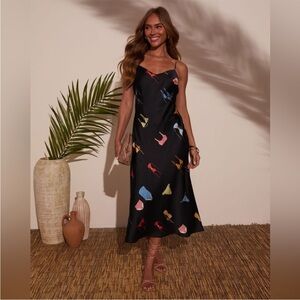 Vici Black Slip Midi Dress